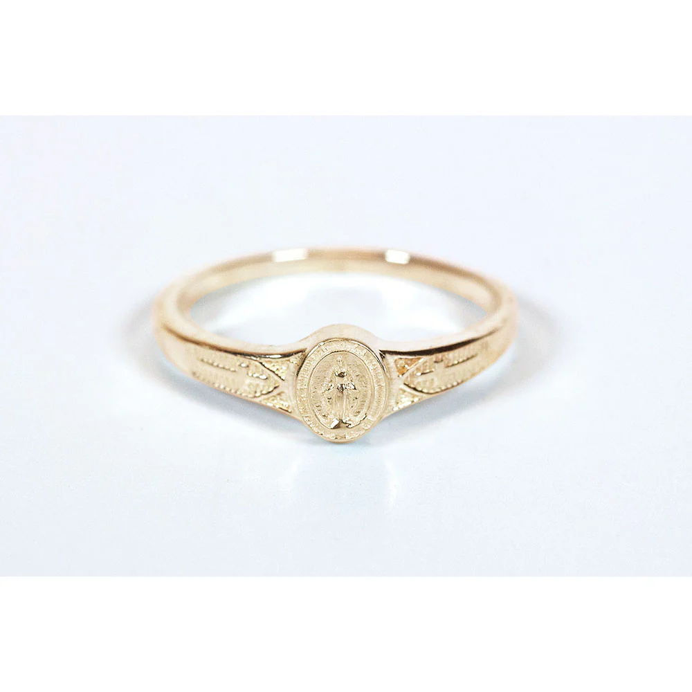 14 KT Gold Miraculous Medal Ring - Multiple Sizes - Image 3