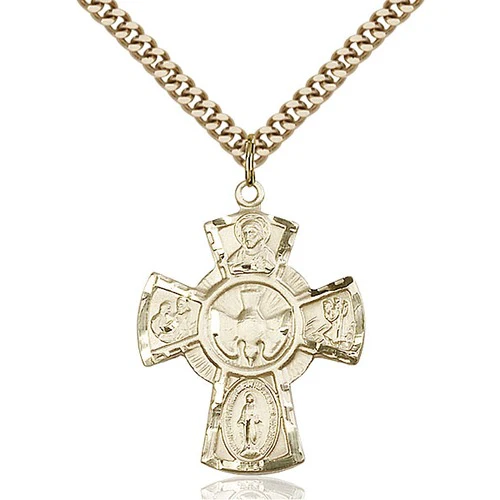 14kt Gold Filled 5-Way Pendant 1 18 X 7/8 Inch