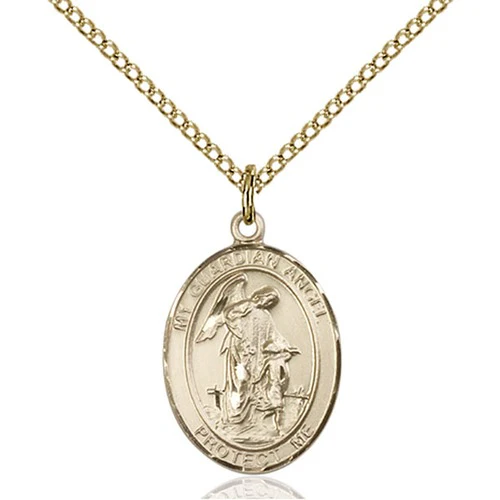 14kt Gold Filled Guardian Angel Pendant 3/4 X 1/2"