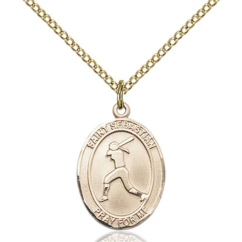 14kt Gold Filled St. Sebastian / Softball Pendant