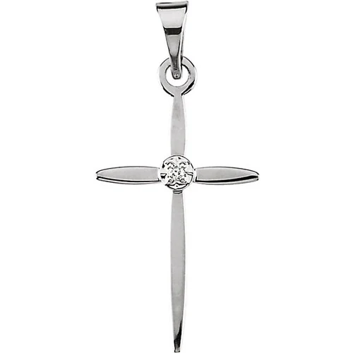 14kt White Gold Gold 17x11 Diamond Cross Pendant