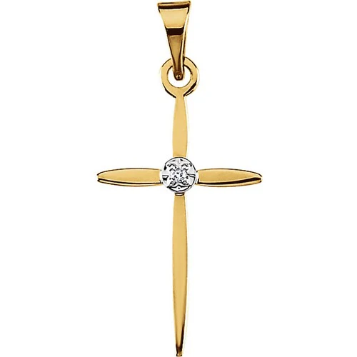 14kt Yellow Gold Gold 17x11 Diamond Cross Pendant