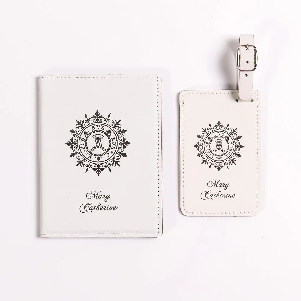 2 Piece Ave Maria Passport Cover & Luggage Tag Set - Blue or White - Image 6