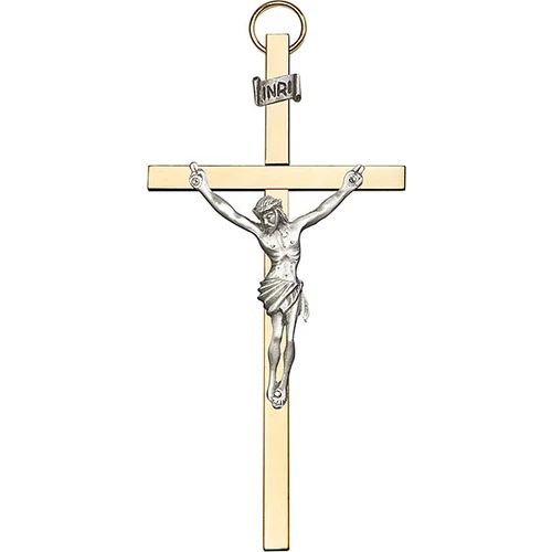 Polished Brass Crucifix - 4"