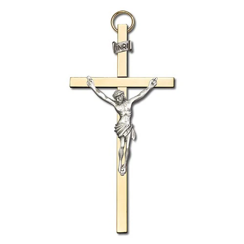 Polished Brass Crucifix - 4" - Image 2