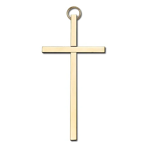 Simple Polished Brass Cross - 4" - Image 2