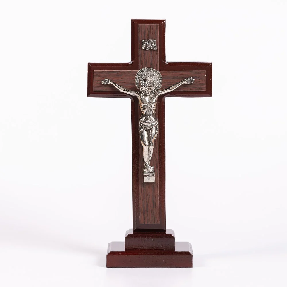 8” Mahogany Tabletop St. Benedict Crucifix