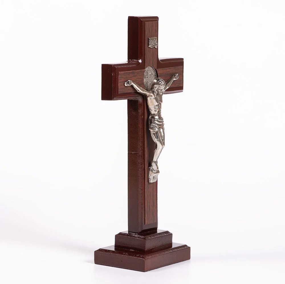 8” Mahogany Tabletop St. Benedict Crucifix - Image 2