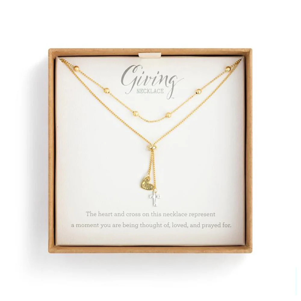 Adjustable Gold Cross & Heart Lariat Necklace - Image 3