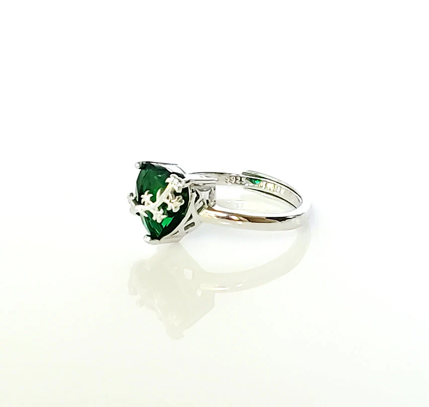 Adjustable Sterling & Jeweled Chaste Heart of St. Joseph Ring - Image 3