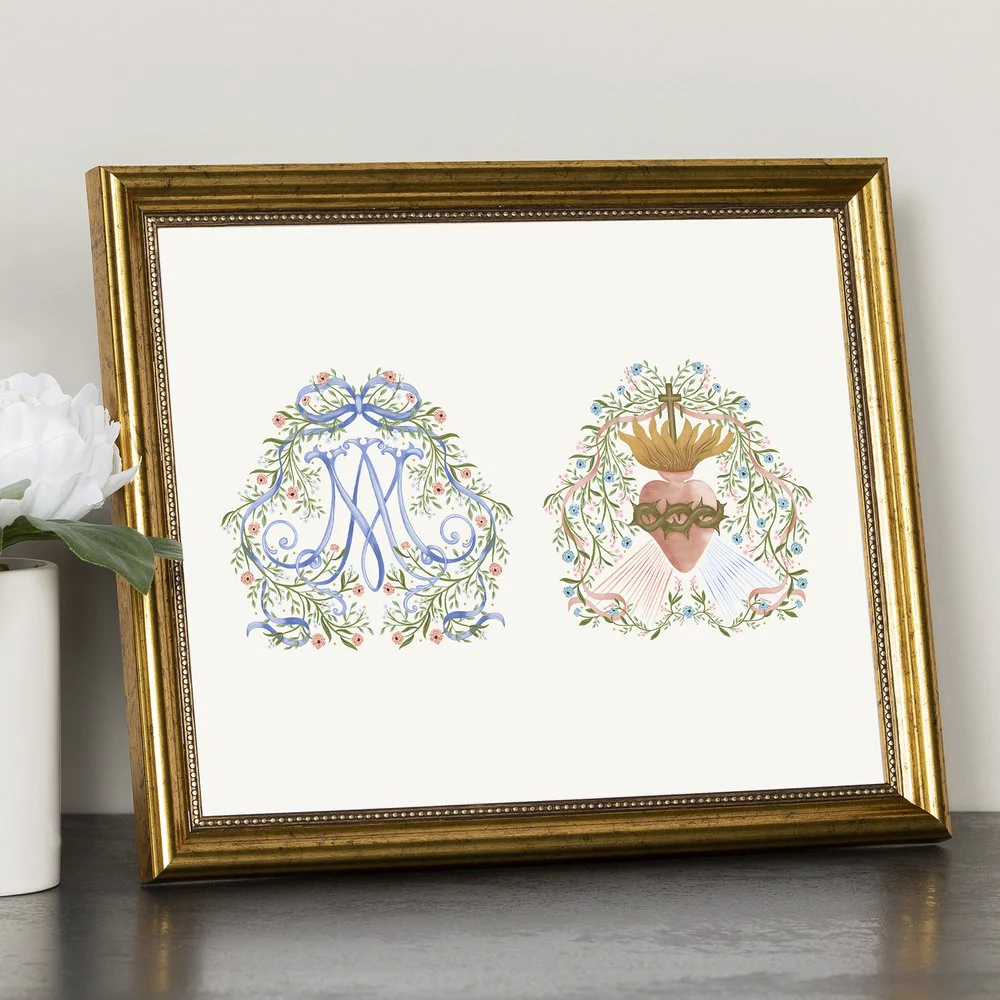 Auspice Maria & Divine Mercy Devotional Framed Print