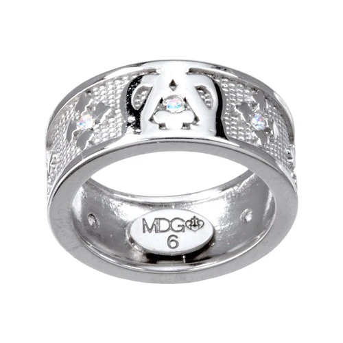 Ave Maria Sterling Silver & CZ Rosary Ring