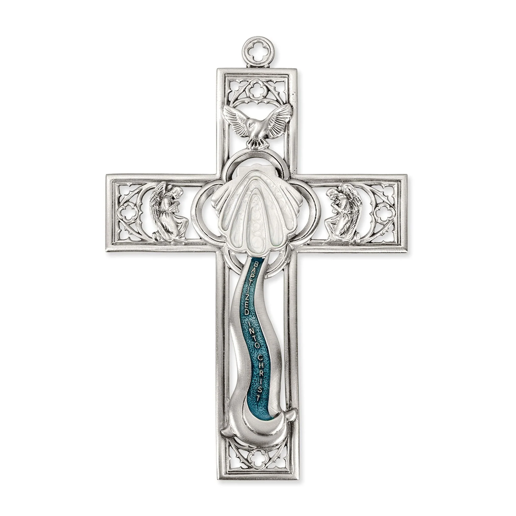 Baptized into Christ Pewter Cross