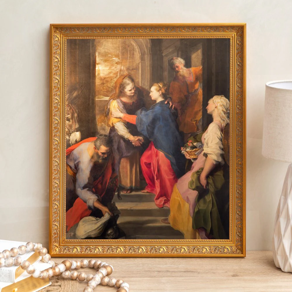 Barocci's Visitation Framed Canvas - Sacred Signature Collection - Image 2