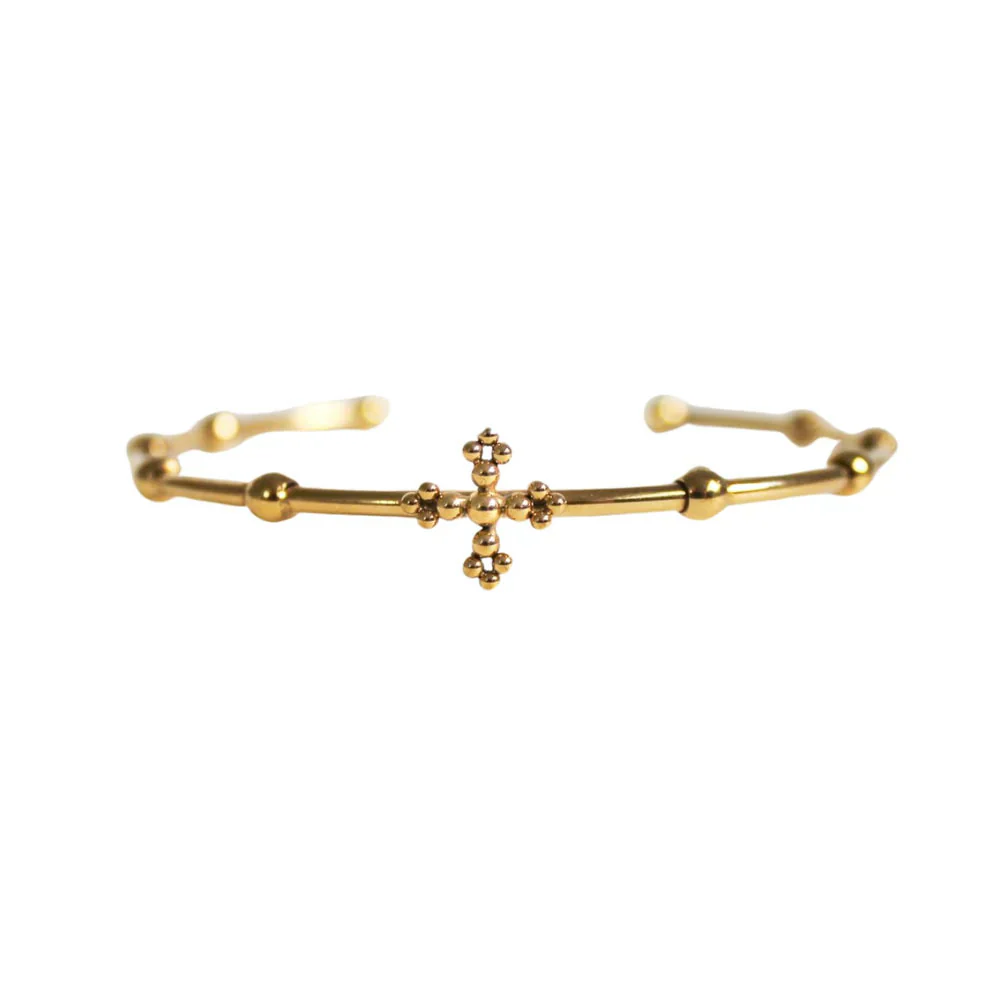 Belief Rosary Cuff Bracelet - Two-Tone or Gold - Image 2