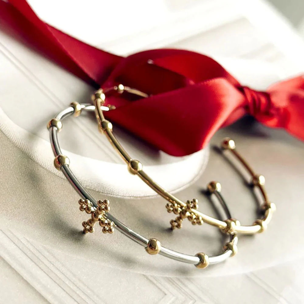 Belief Rosary Cuff Bracelet - Two-Tone or Gold - Image 5