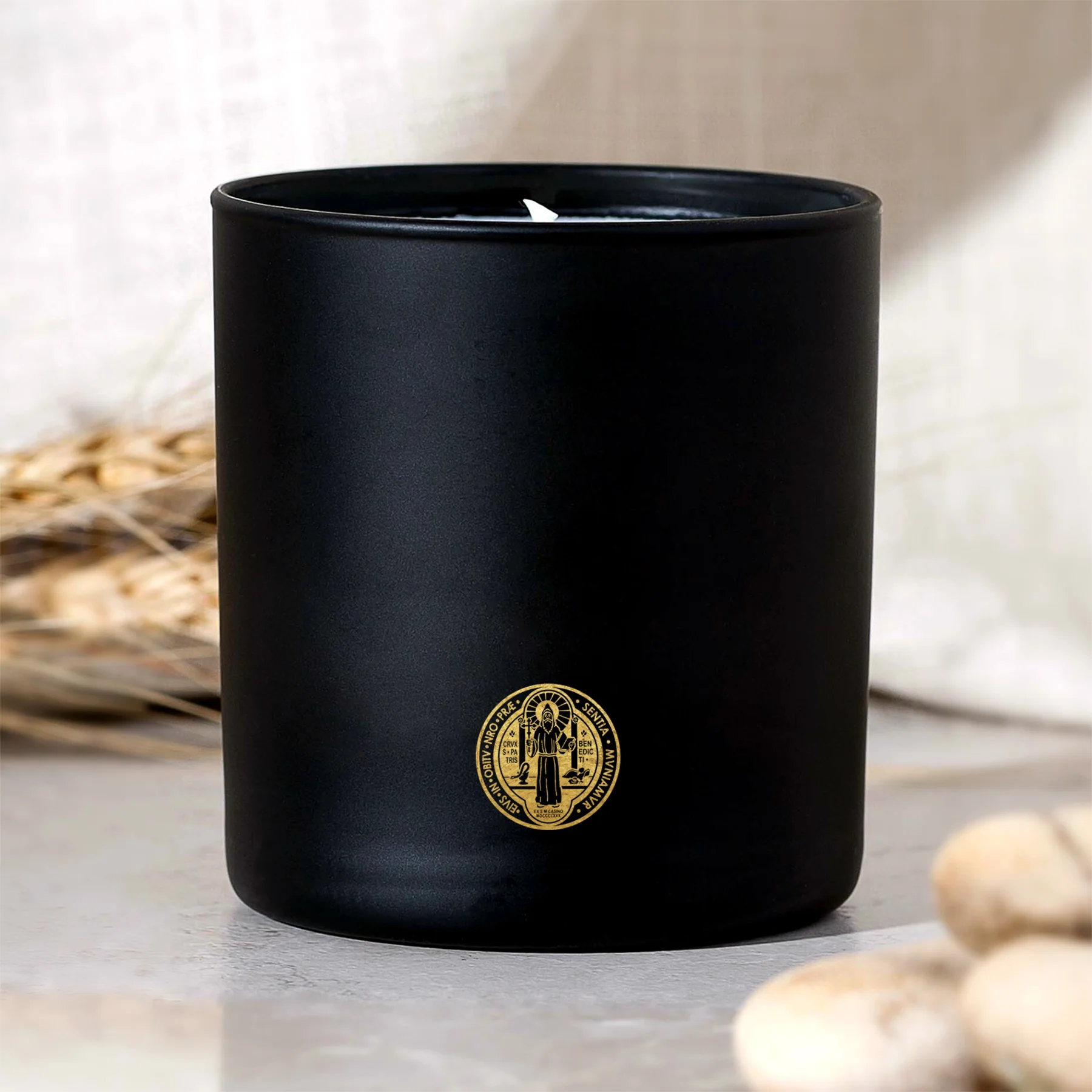 Black & Gold St. Benedict Medal Candle