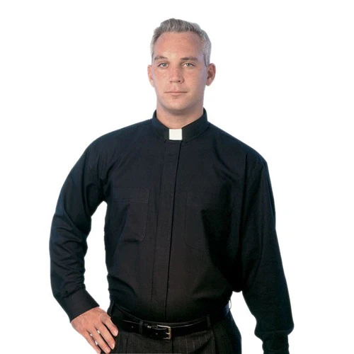 Black Long Sleeve Clergy Shirt - Image 2