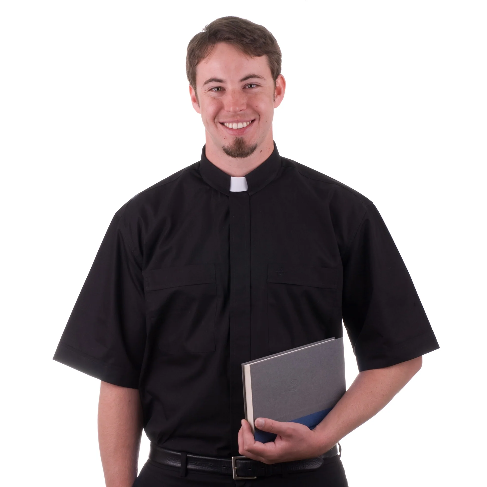 Black Short Sleeve Clergy Shirt - Image 9