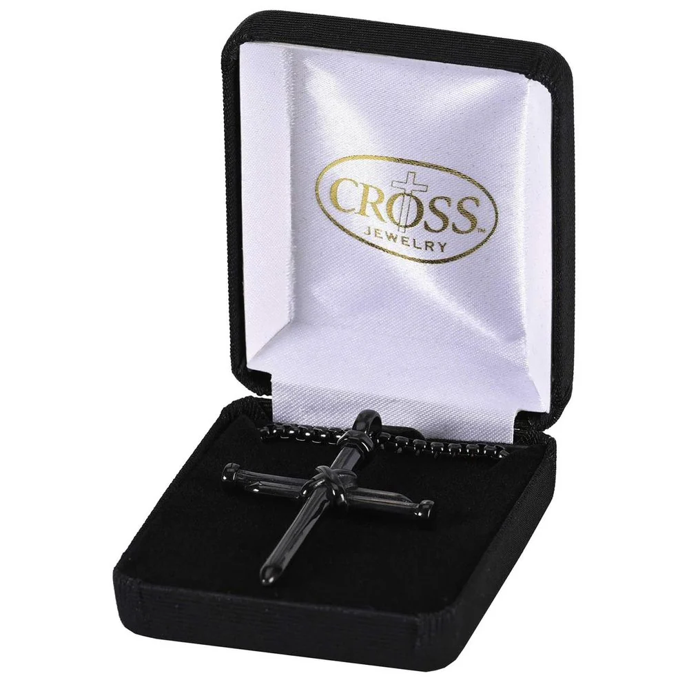 Black Stainless Steel Nail Cross Necklace - Image 2