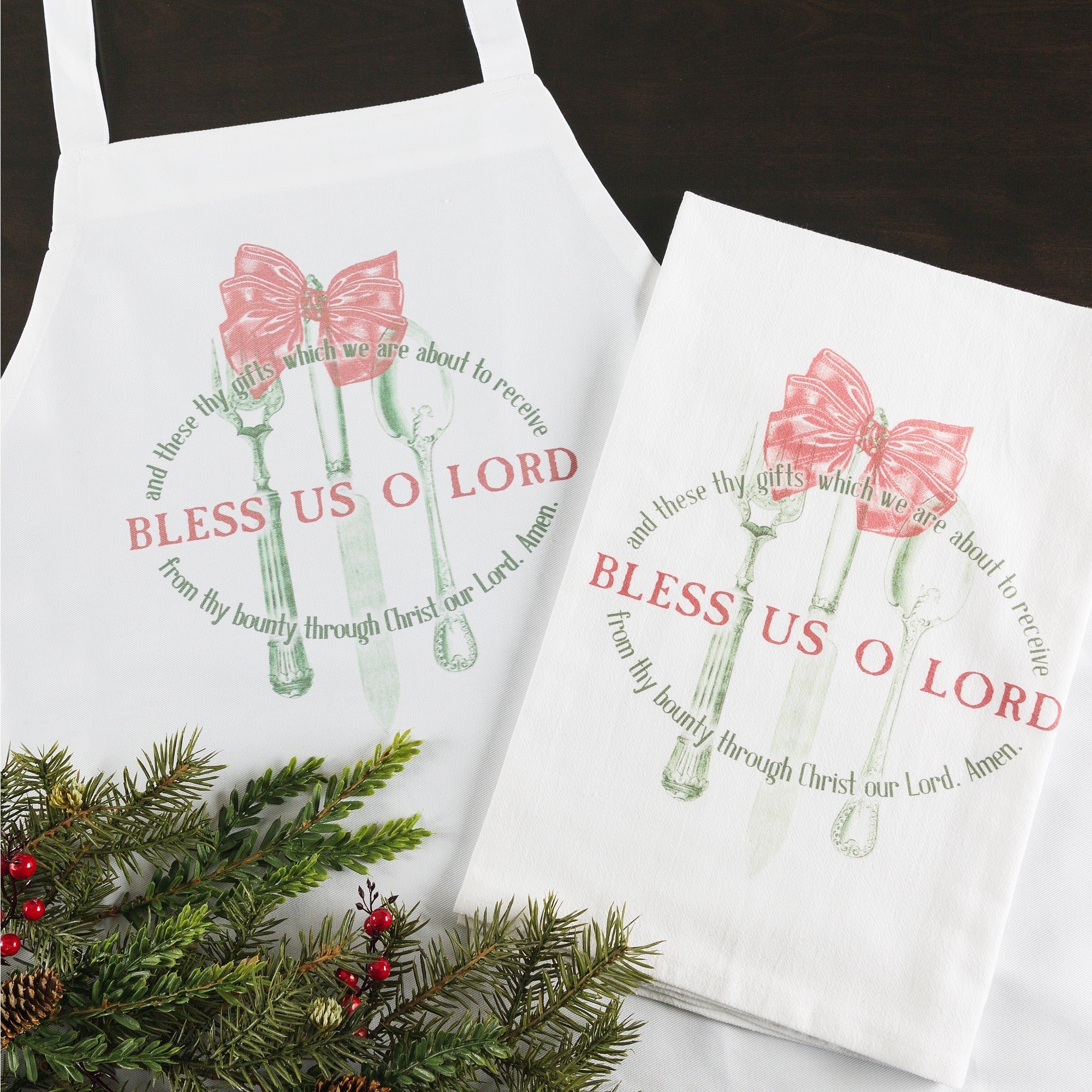 Bless Us O Lord Christmas Apron - Image 2