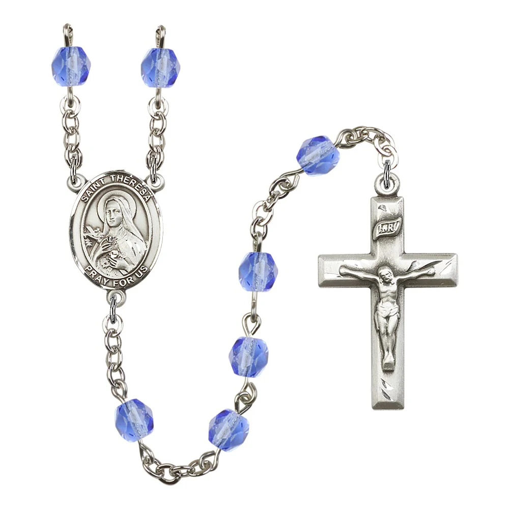 Bliss St. Theresa Blue September Rosary 6mm
