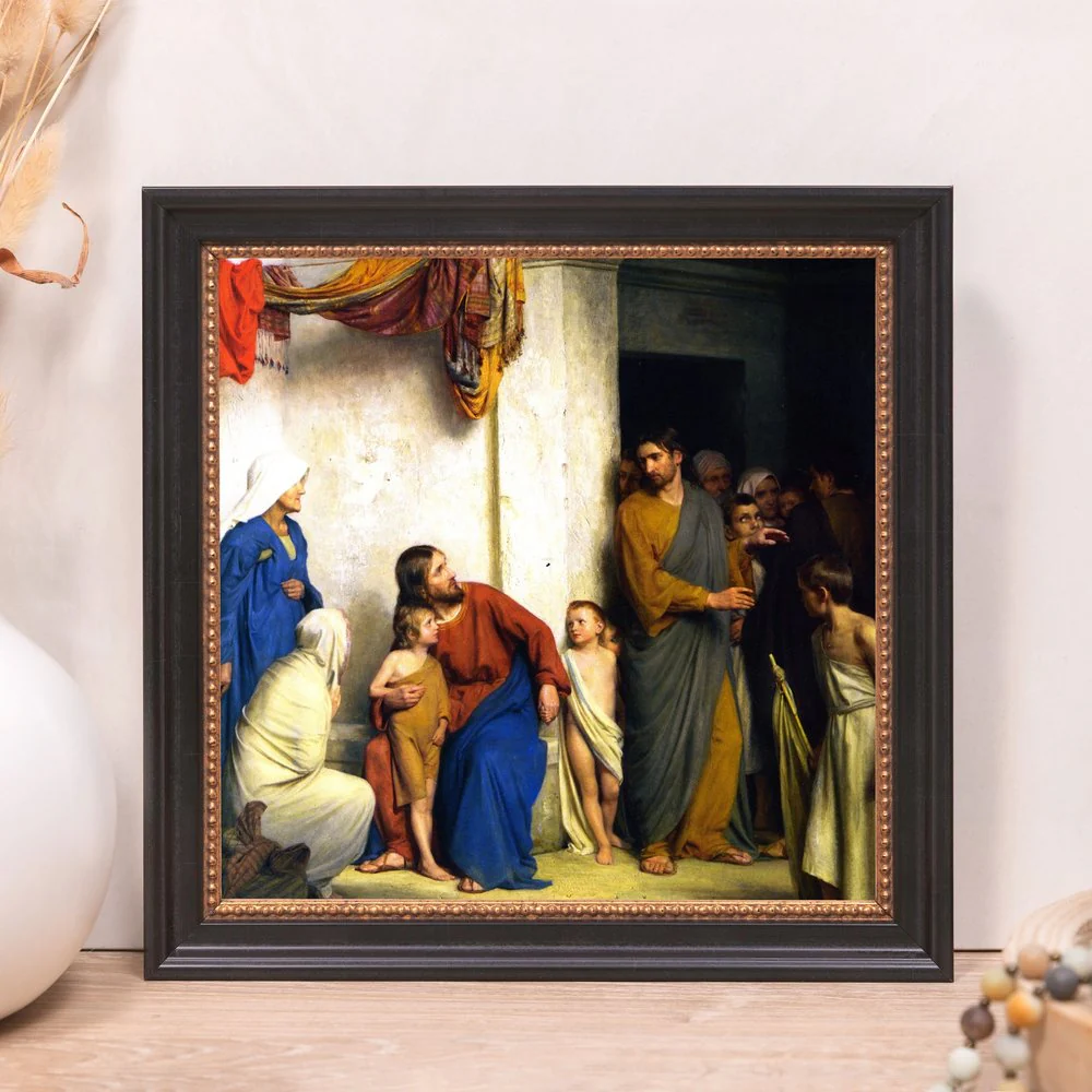 Bloch's Let the Little Children Come Unto Me Framed Canvas - Sacred Mini Collection - Image 5