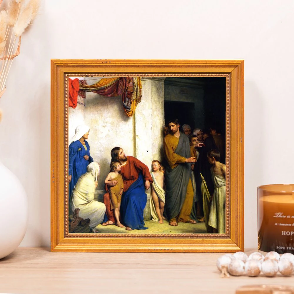 Bloch's Let the Little Children Come Unto Me Framed Canvas - Sacred Mini Collection - Image 8