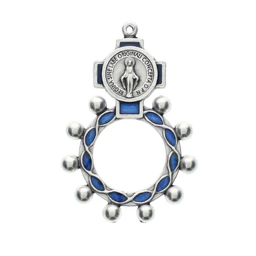 Blue Miraculous Finger Rosary Ring