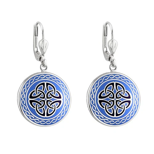Book of Kells Blue Trinity Knot Earrings