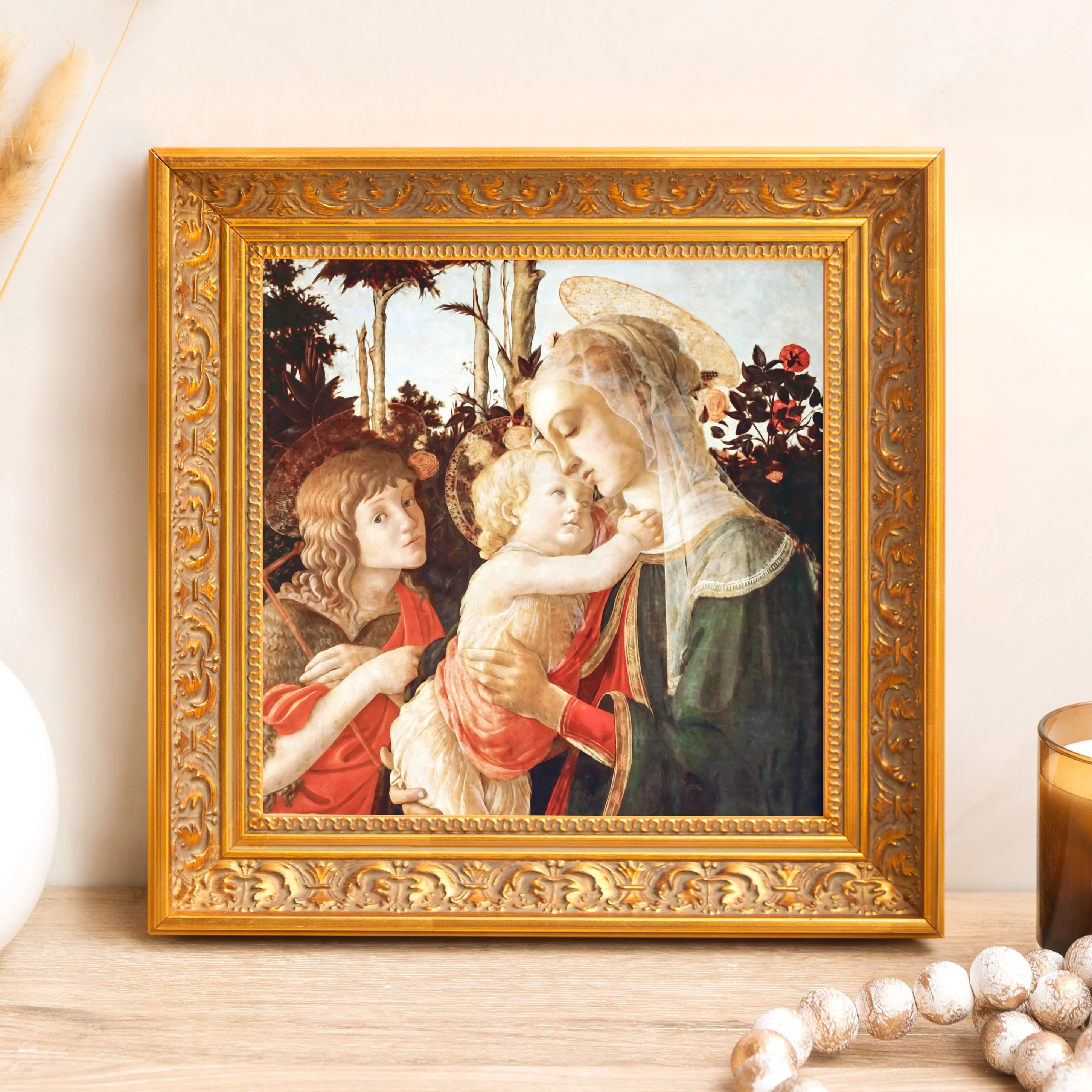 Botticelli Madonna Child Framed Canvas - Sacred Mini Collection
