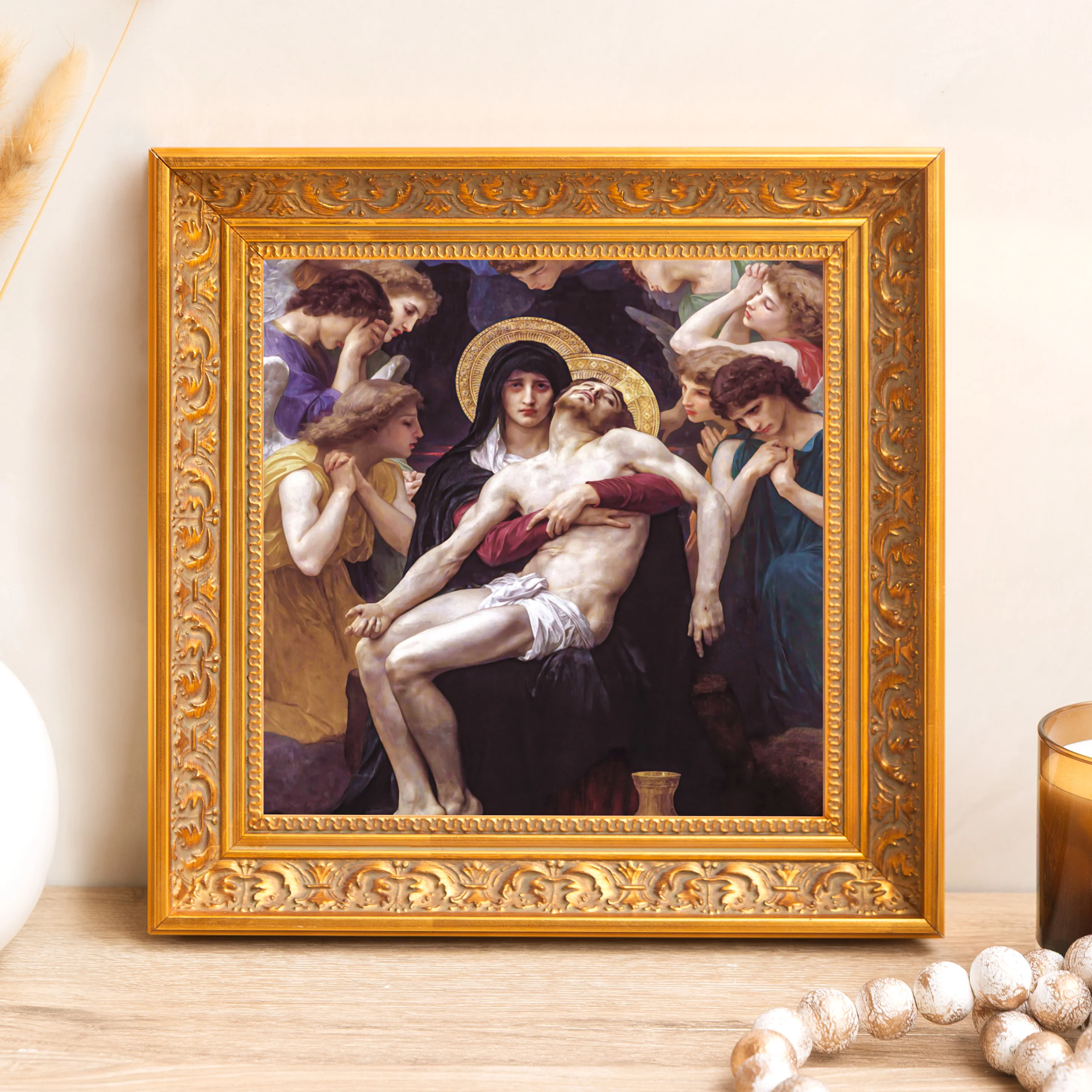 Bouguereau's Pieta Framed Canvas - Sacred Mini Collection