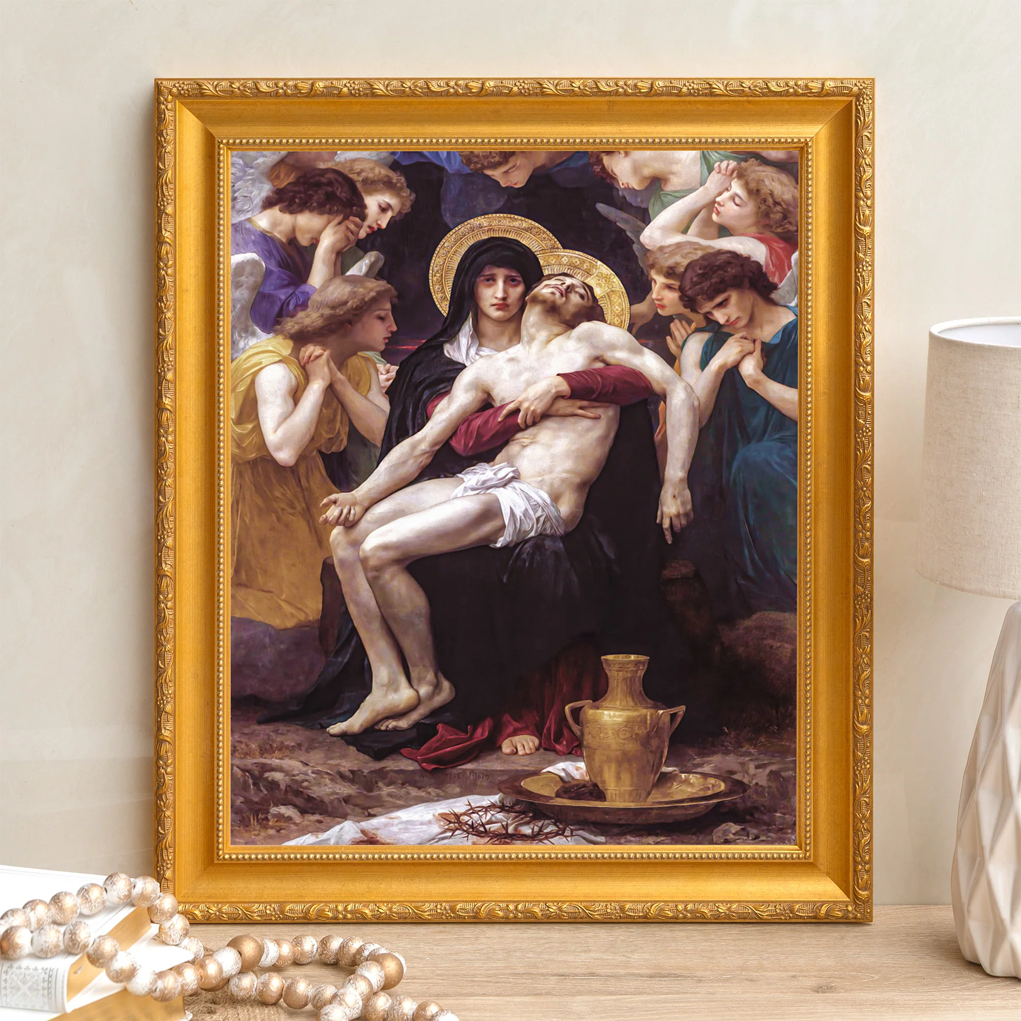 Bouguereau's Pieta Framed Canvas - Sacred Signature Collection