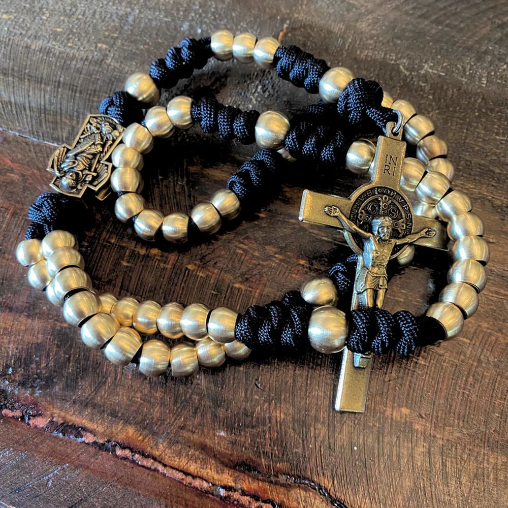 Brass St. Michael & St. Benedict Paracord Rosary