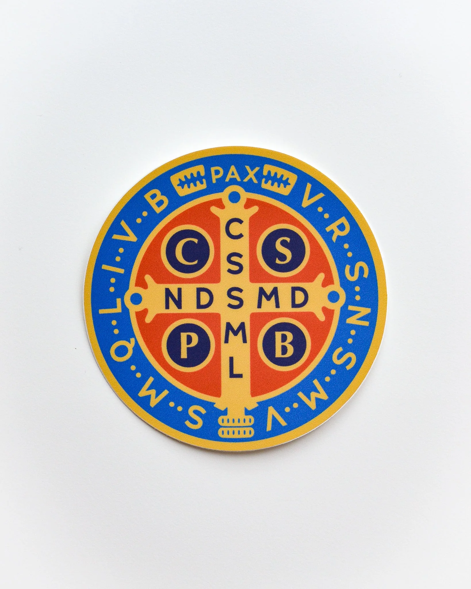 Brightly Colored St. Benedict Vinyl Sticker