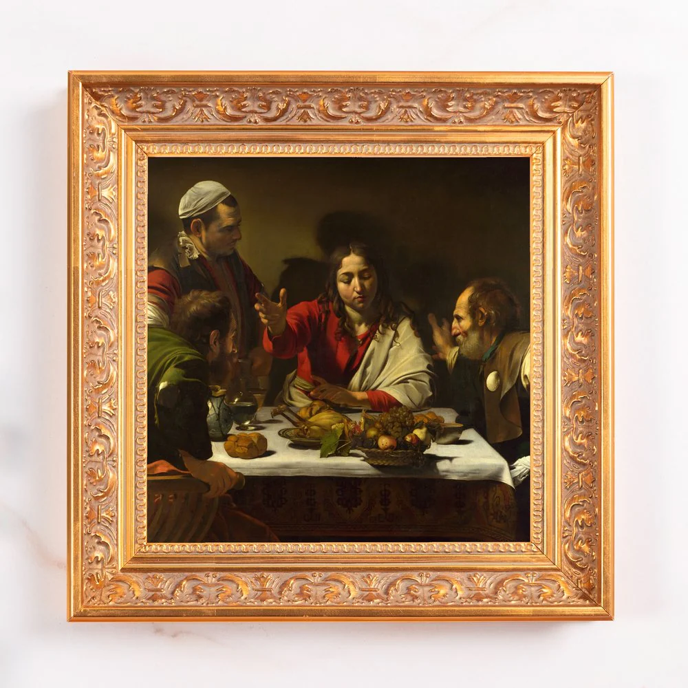 Caravaggio's Supper at Emmaus Framed Canvas - Sacred Mini Collection - Image 2