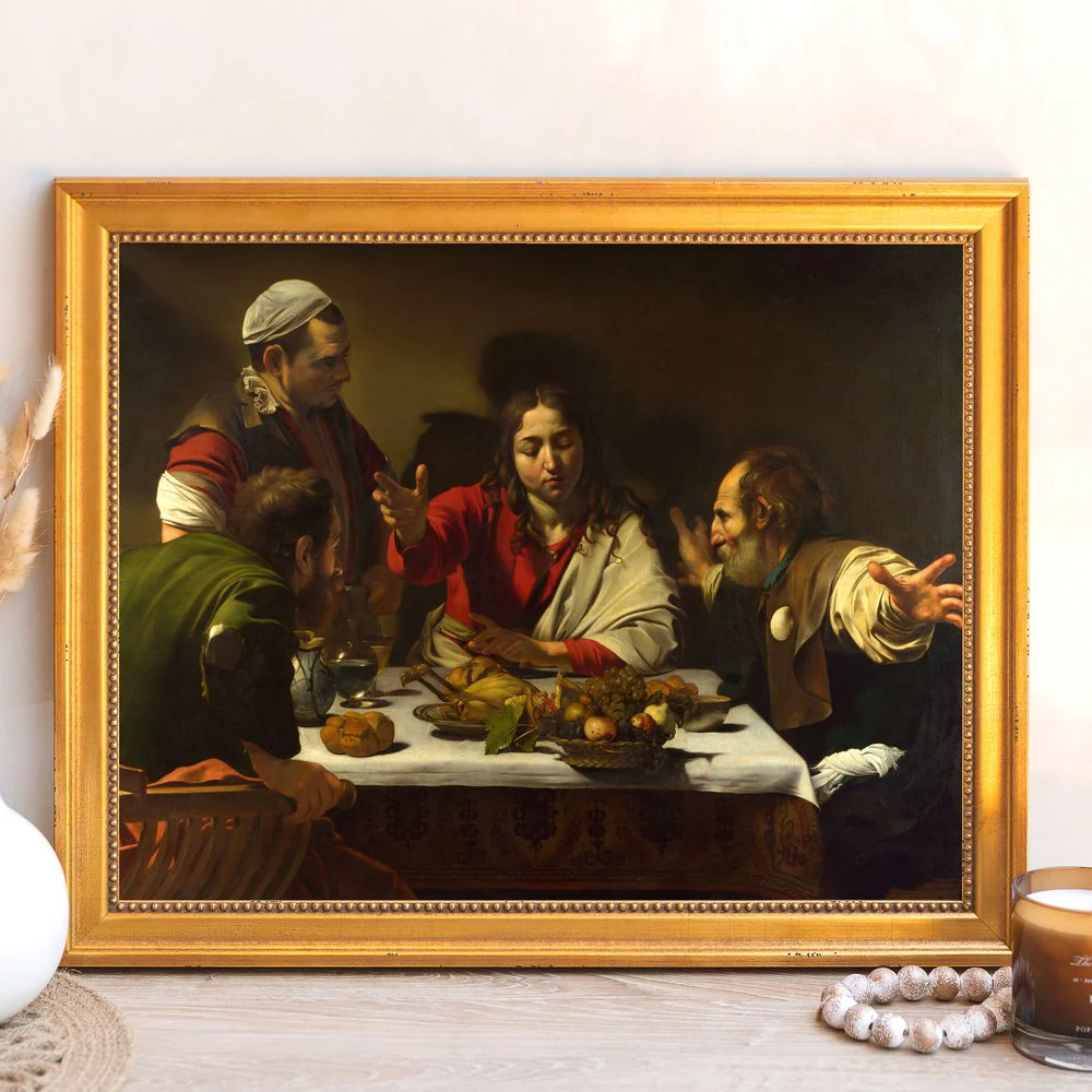 Caravaggio's Supper at Emmaus Framed Canvas - Sacred Signature Collection
