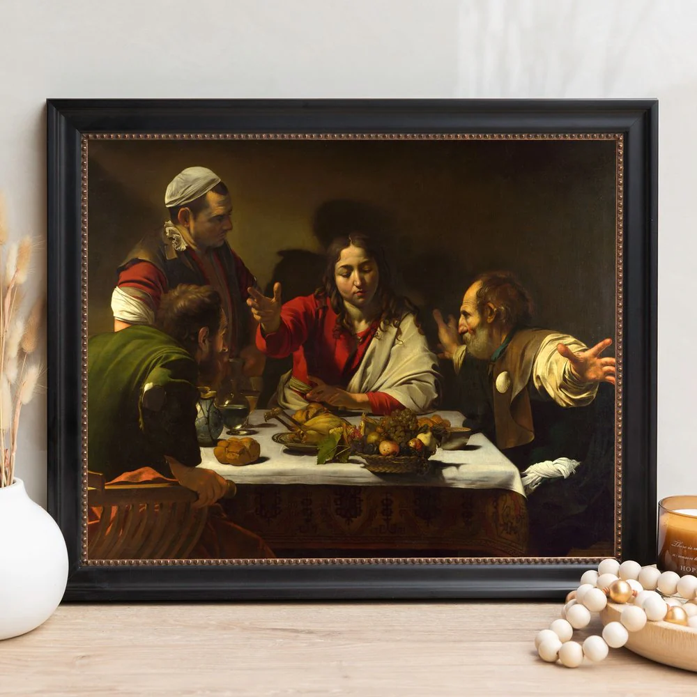 Caravaggio's Supper at Emmaus Framed Canvas - Sacred Signature Collection - Image 10