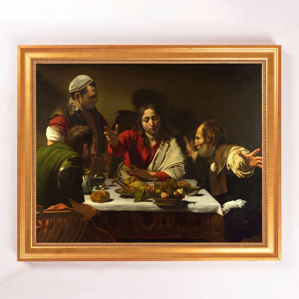 Caravaggio's Supper at Emmaus Framed Canvas - Sacred Signature Collection - Image 2