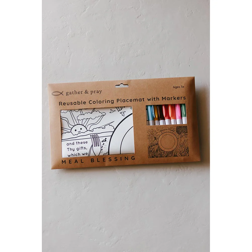 Catholic Meal Blessing Reusable Coloring Placemat
