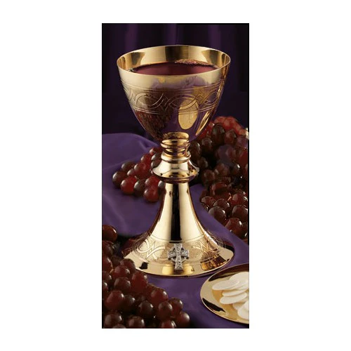 Celtic Etched Chalice & Paten Set
