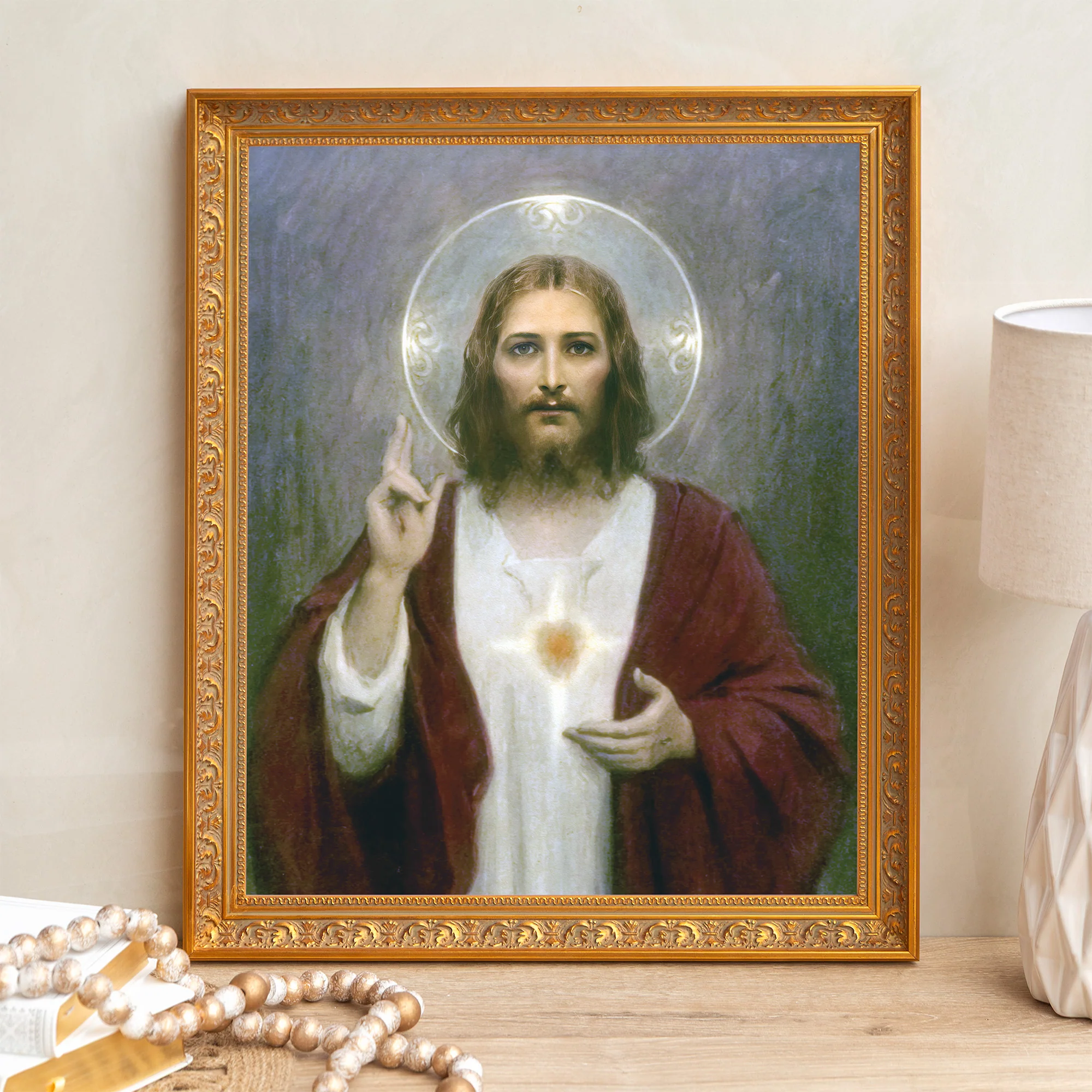Chambers Sacred Heart of Jesus Framed Canvas - Sacred Signature Collection - Image 3