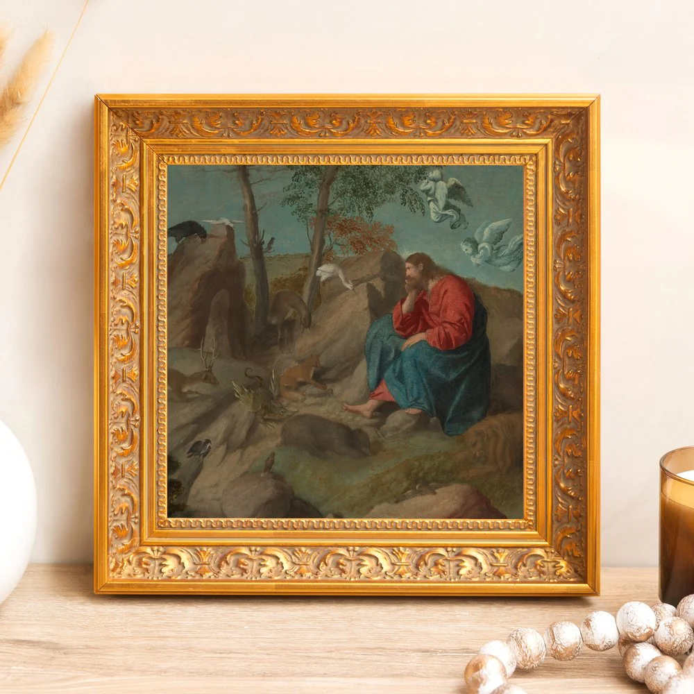 Christ in the Wilderness Framed Canvas - Sacred Mini Collection
