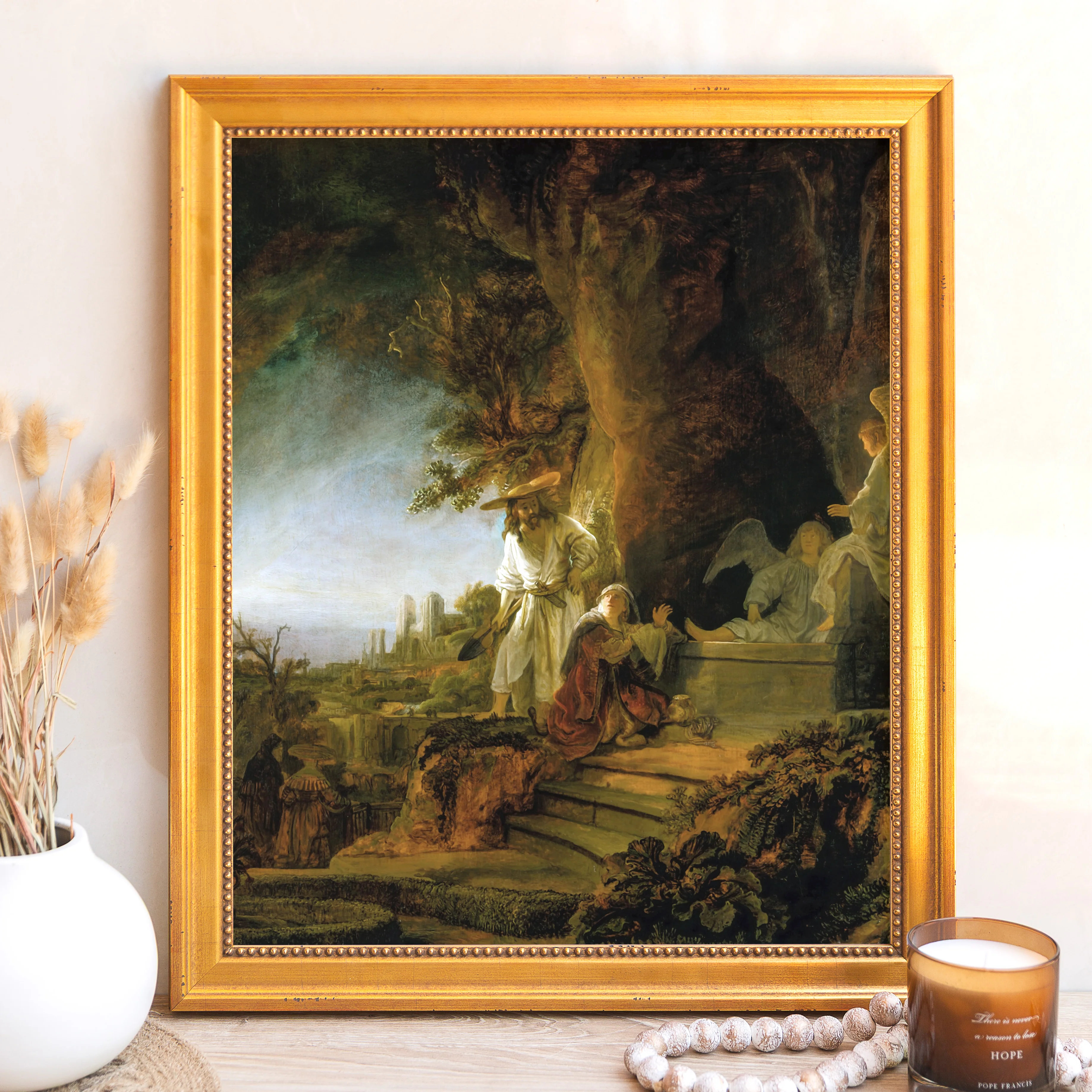 Christ & Mary Magdalene at the Tomb Framed Canvas - Sacred Signature Collection