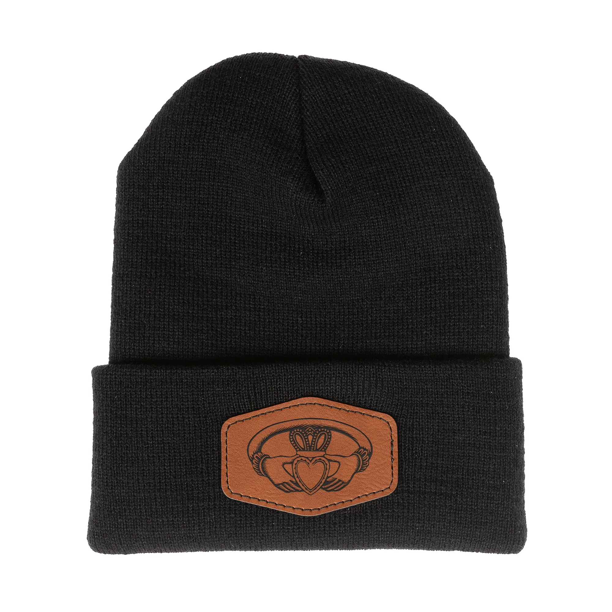 Claddagh Leather Patch Beanie - Image 3