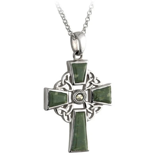 Connemara Marble Trinity Knot Cross Pendant - Sterling Silver on 18 inch chain - Image 3