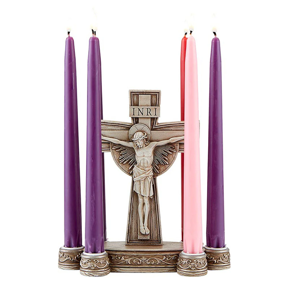 Crucifix Lenten Candleholder and Lent Taper Candles Set - Image 2