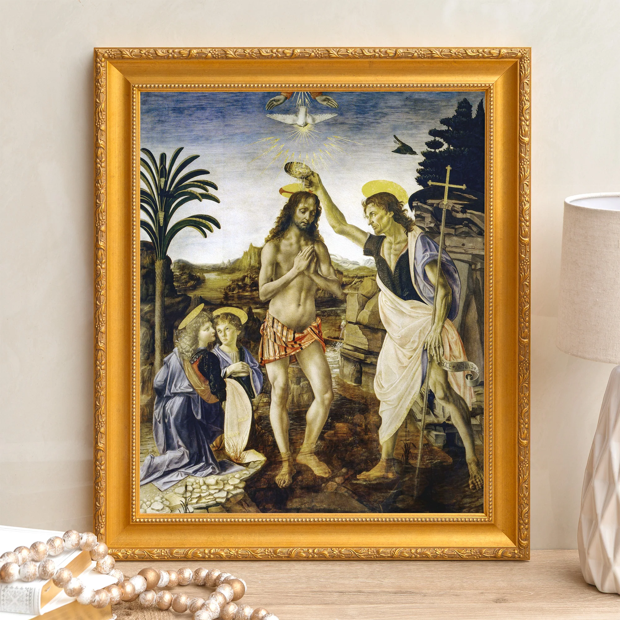 da Vinci's Baptism of Christ Framed Canvas - Sacred Signature Collection - Image 6