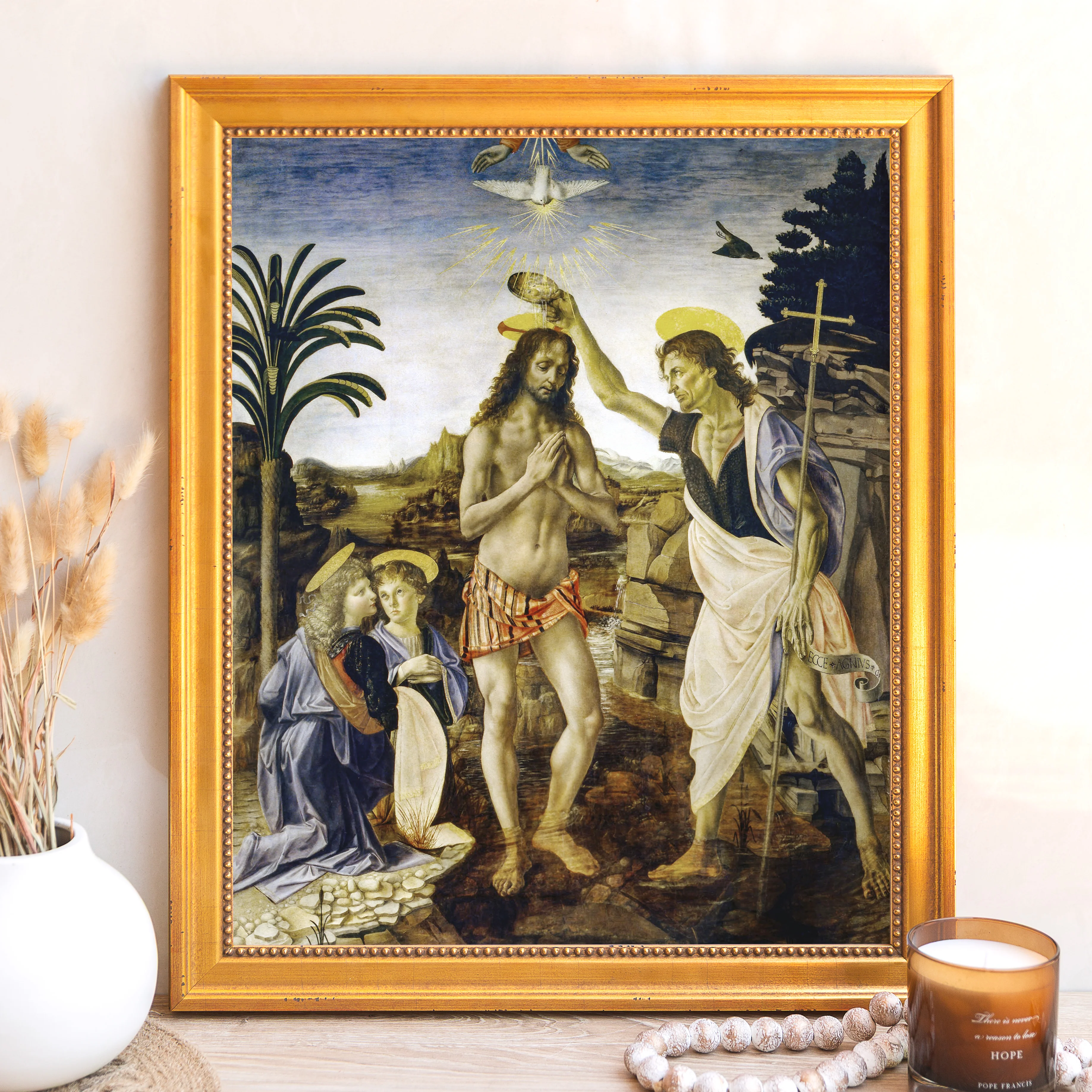 da Vinci's Baptism of Christ Framed Canvas - Sacred Signature Collection - Image 9