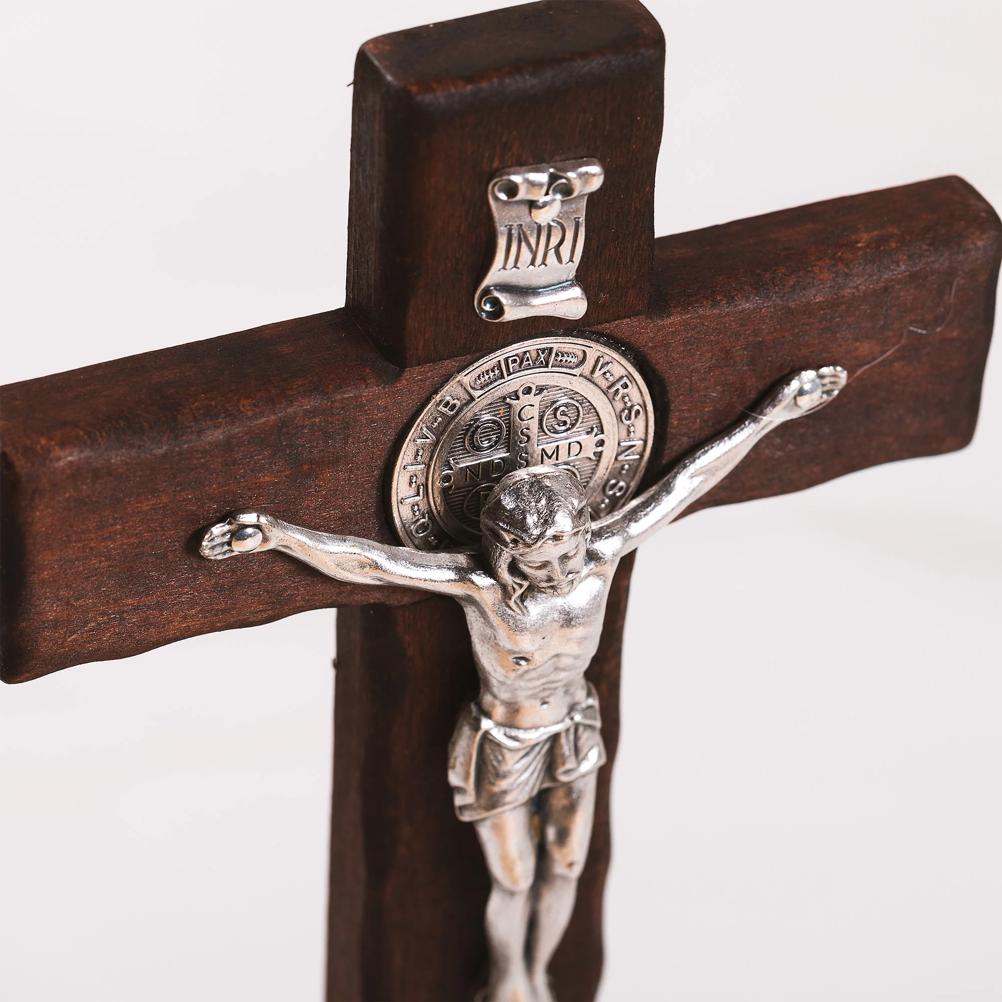 Dark Wood St. Benedict Standing Crucifix - 9" - Image 2